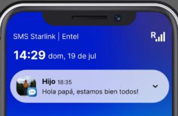 Uso de SMS satelital de Entel