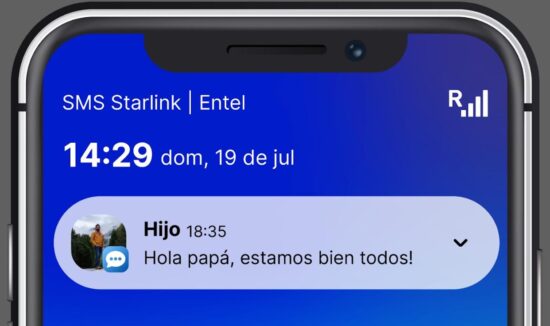 Uso de SMS satelital de Entel