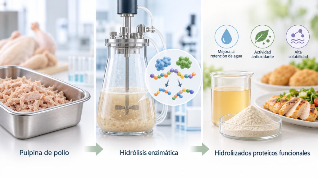 Investigan valorización de pulpina de pollo mediante biotecnología